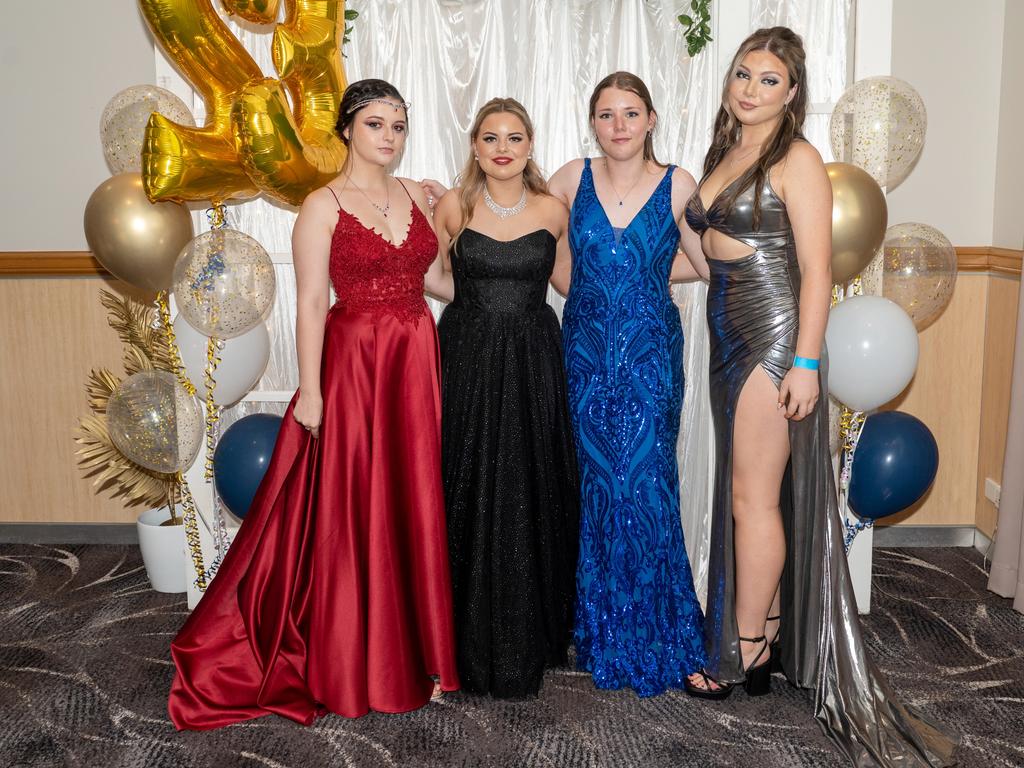 Alaura Jepsen, Isabelle Halliwell, Emmersyn Barrie and Abbie Mogg-Smith at Calen District College Graduation dinner, Friday 17 November 2023 Picture: Michaela Harlow