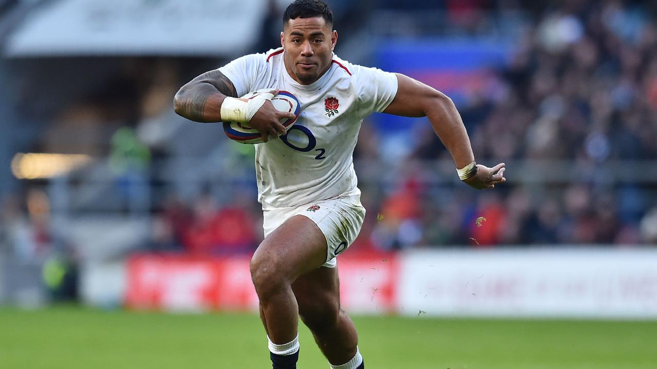 England centre Manu Tuilagi makes a break during the Six Nations at Twickenham.