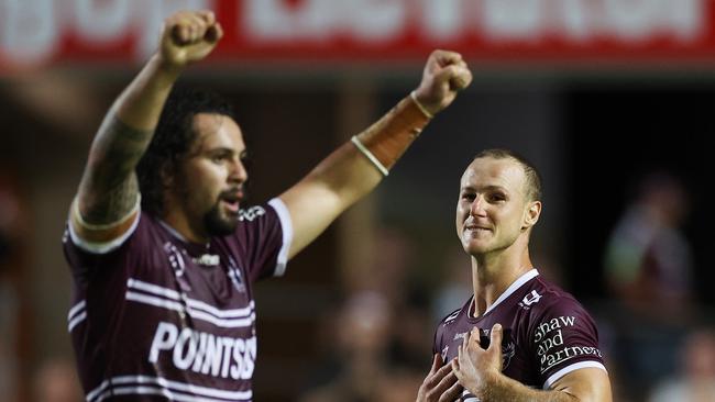 Josh Aloiai blamed himself for Manly’s loss on the weekend. Picture: Cameron Spencer/Getty Images