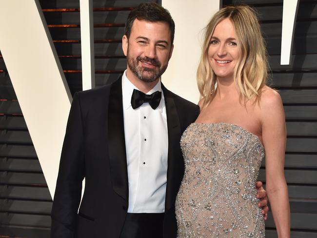 Oscar telecast host Jimmy Kimmel and writer Molly McNearney. Picture: Getty