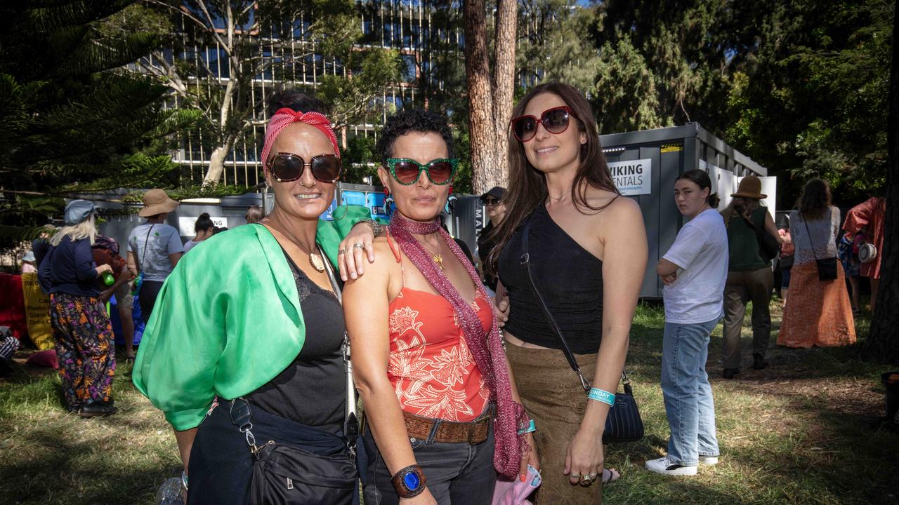 Julie, Lina and Maz at WOMAD Day 3. Picture: Emma Brasier