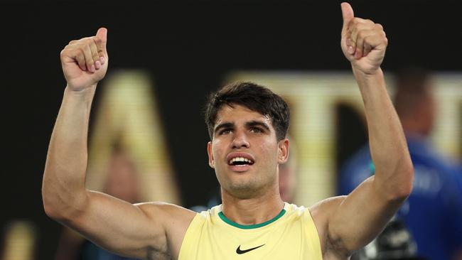 Spain's Carlos Alcaraz was the 30th men’s seed through to the second round. Picture: AFP