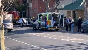 Kensington Rd on Tuesday afternoon after a man was arrested over an alleged double stabbing.