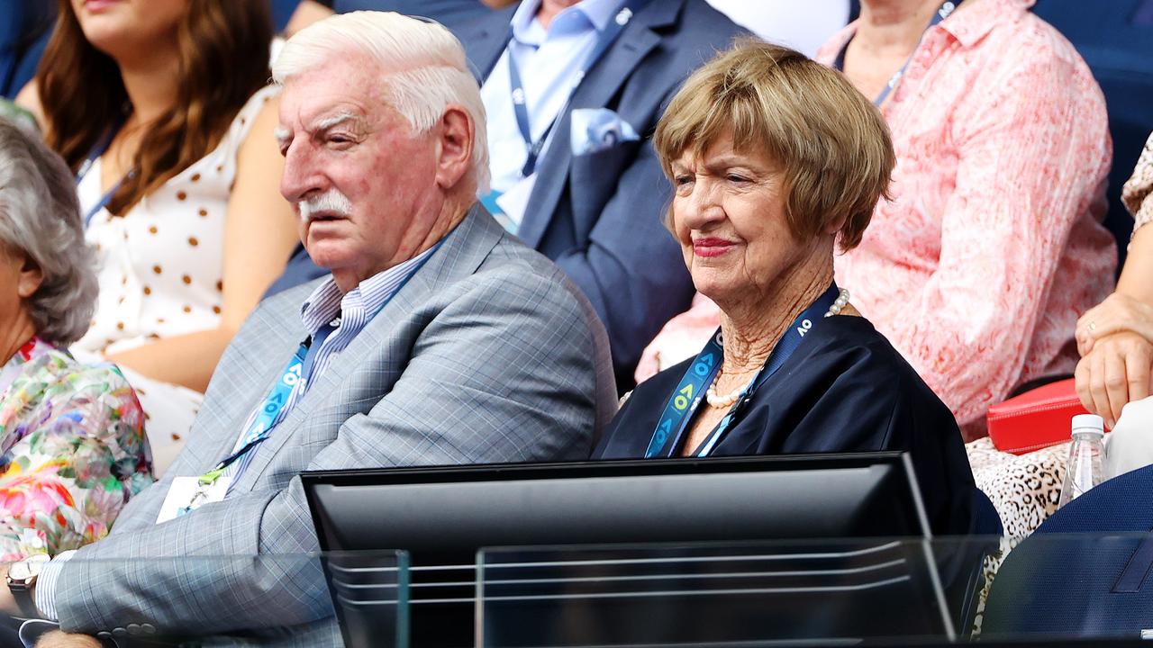 Margaret Court watching the action at the 2020 Australian Open. Picture: Mark Stewart