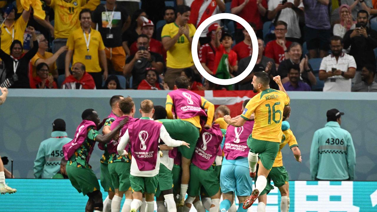 There's always one cheeky little kid in every World Cup crowd. Picture: AFP