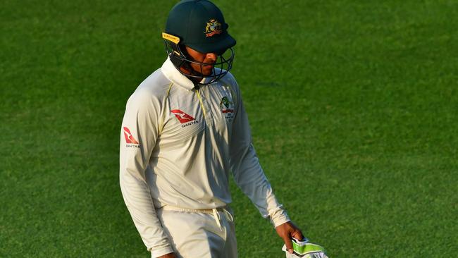 Usman Khawaja is nursing a knee injury. Picture: AFP.