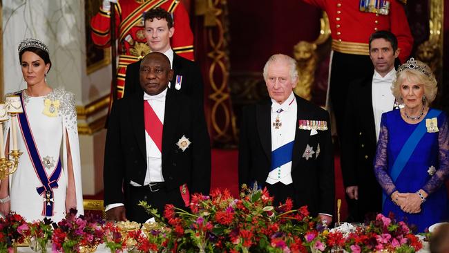 Kate Middleton with President Cyril Ramaphosa of South Africa, King Charles III and Camilla, Queen Consort. Picture: Getty Images