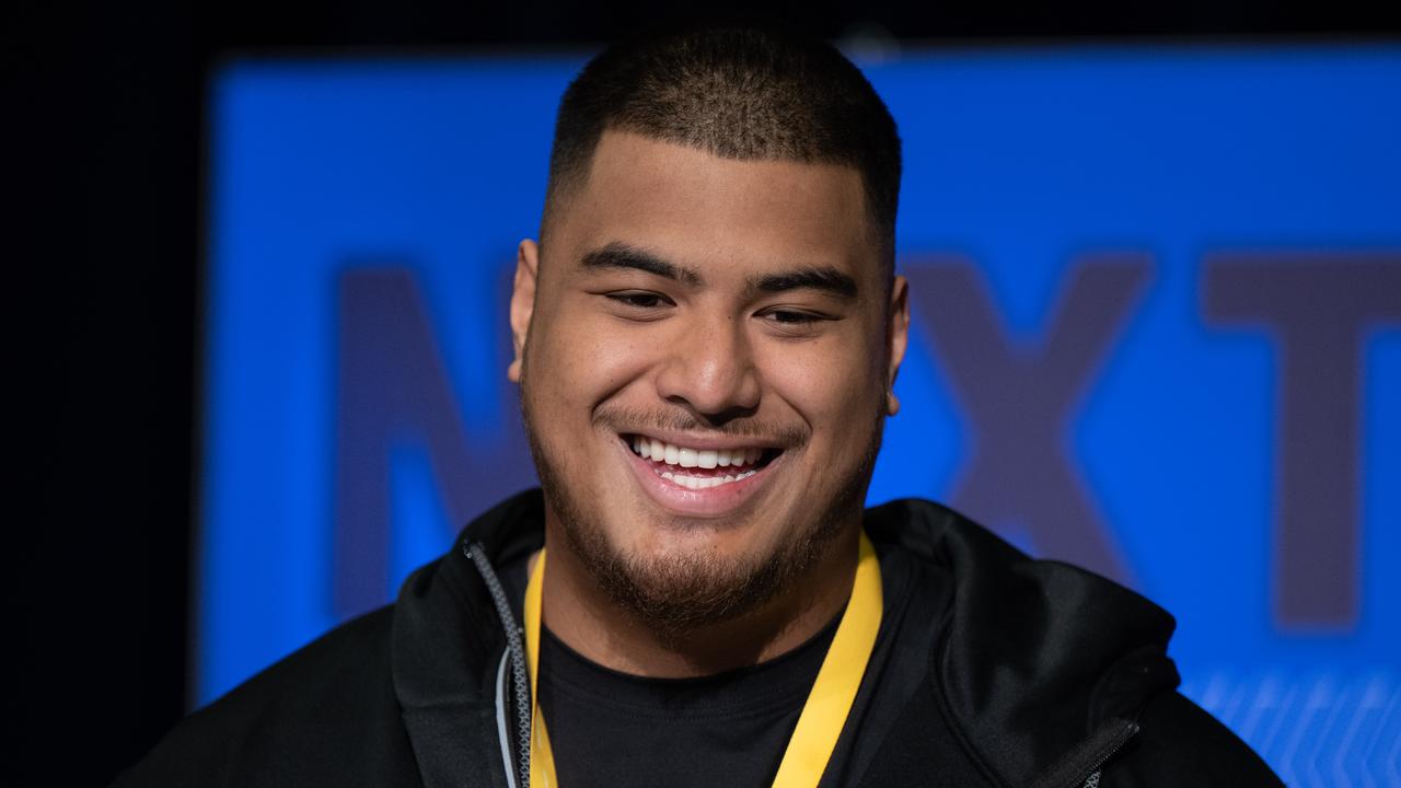 Faalele at the Draft Combine this year. (Photo by Zach Bolinger/Icon Sportswire via Getty Images)