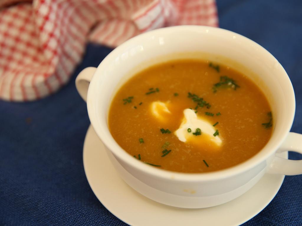 Pumpkin soup with dried apple. <a href="https://www.weeklytimesnow.com.au/country-living/food/pumpkin-soup-recipe-with-dried-apple/news-story/0248b3315cf061e5d8cb8ea7c3659e7c" rel="nofollow" target="_blank">Recipe here.</a> Picture: Andy Rogers