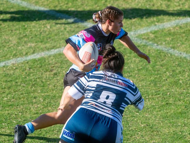 NRL NT Women's Premiership. Sistaz v Northern Sharks. Chloe Callaghan with pace.Picture: Che Chorley