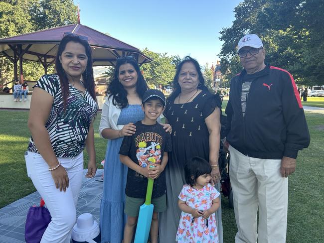 The Pawar family at Williamstown Foreshore for the 2024 New Year's Eve fireworks. Picture: Erin Constable