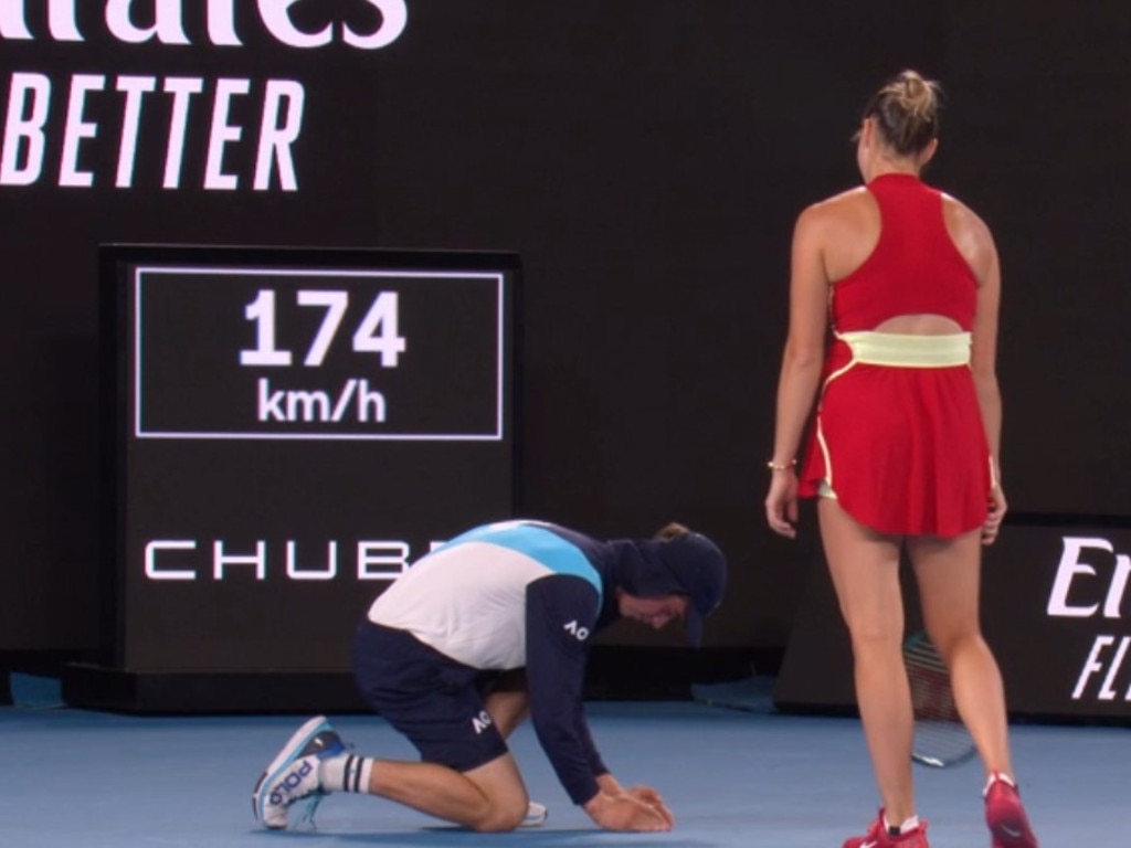 The cricket proved a handful for the ballkid. Photo: Channel 9