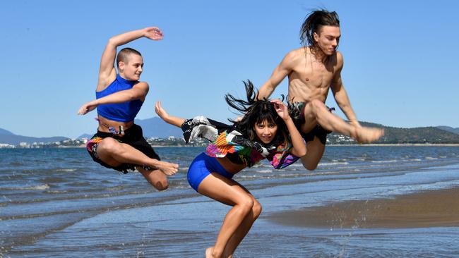 BEST PHOTOGRAPHS 2022. Evan Morgan. Sabine Crompton-Ward, Tiana Lung, and Damian Meredith, at Pallarenda, have joined the Dancenorth Ensemble. Picture: Evan Morgan