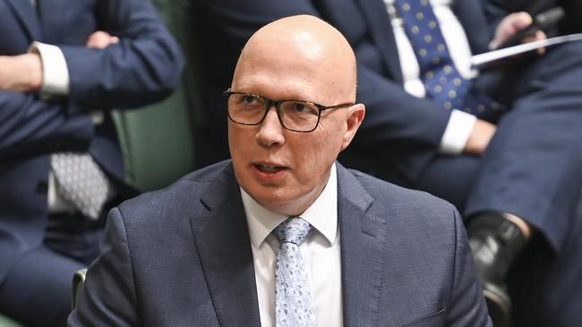 Opposition Leader Peter Dutton in question time on Wednesday. Picture: NCA NewsWire / Martin Ollman