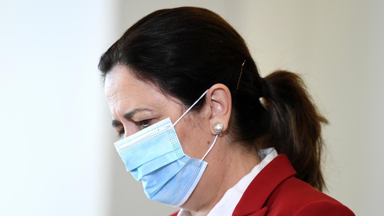 Premier Annastacia Palaszczuk revealed on Wednesday that a cluster of COVID-19 has emerged out of the Grand Chancellor Hotel in Queensland. Picture: NCA NewsWire / Dan Peled