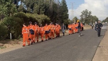 Police and SES are searching for evidence after a man was arrested in relation to an Elizabeth Downs assault yesterday. Picture: 7 NEWS