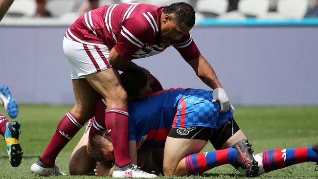 John Hopoate reenacts moment of infamy.