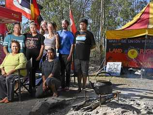 Protestors camping out at the Deebing Creek Mission site during NAIDOC Week. Picture: Cordell Richardson