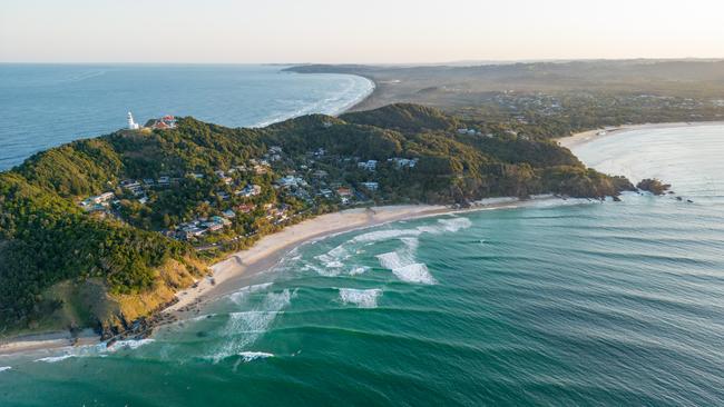 An aerial shot of Cape Byron at Byron Bay.