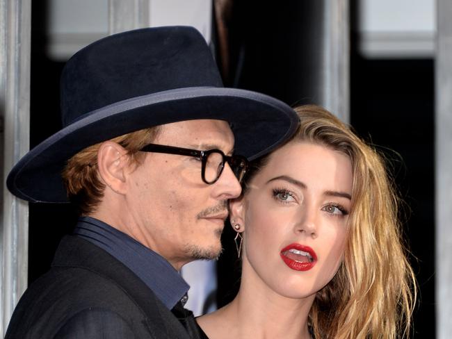 Johnny Depp and his then fiance, Amber Heard at the premiere of 3 Days To Kill. Picture: Getty