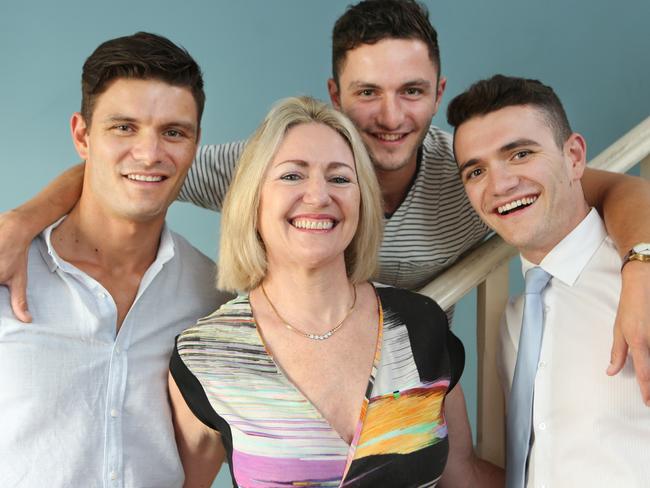 Margaret Cunneen with her three sons (L-R), Stephen Wyllie, Chris Wyllie and Matt Wyllie