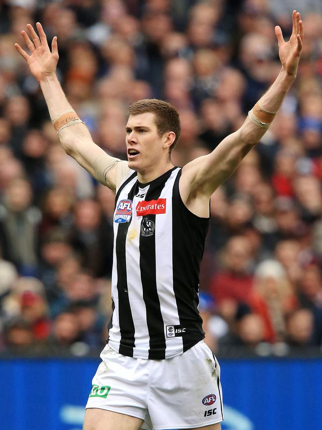 Mason Cox celebrates a goal. Picture: Mark Stewart