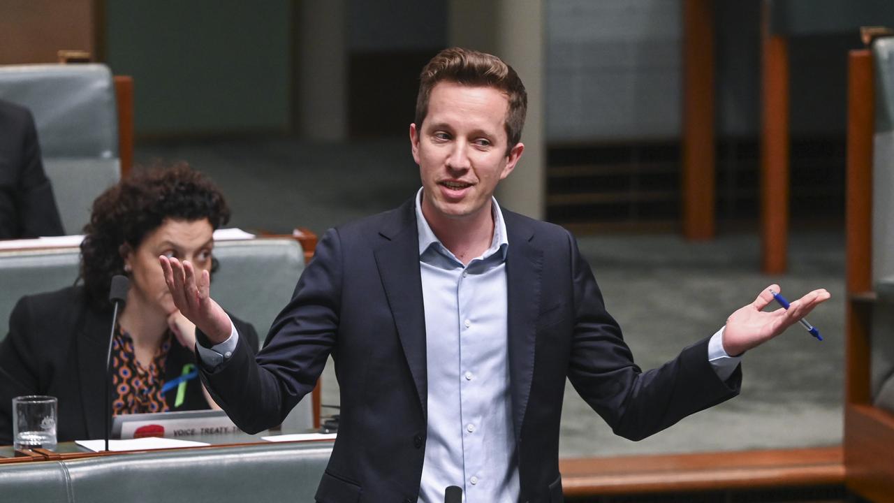 Greens member for Griffith Max Chandler-Mather during Question Time at Parliament House in Canberra. Picture: NCA NewsWire / Martin Ollman