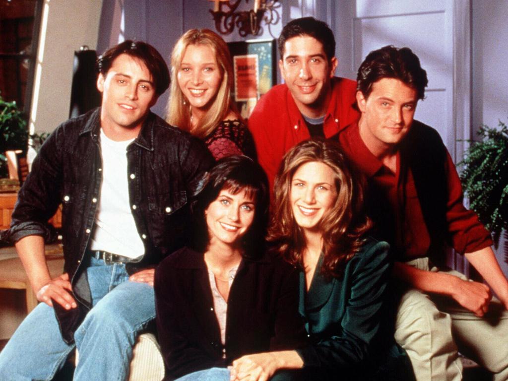 The cast of TV program Friends: Matt LeBlanc, Lisa Kudrow, Courteney Cox, David Schwimmer, Jennifer Aniston and Matthew Perry.