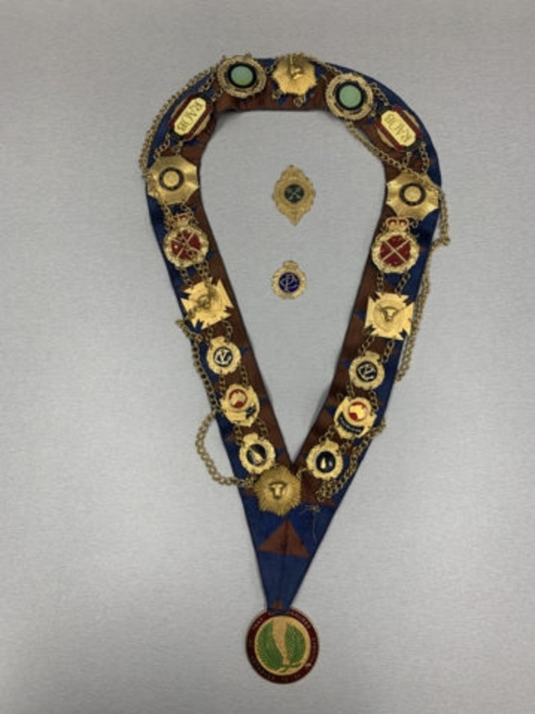 A ceremonial collar with lodge medals was found at Merinda north of Bowen on April 30. Picture: Supplied.