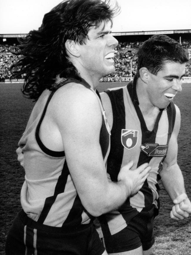 Gary Ayres after Hawthorn's 1991 semi final win over Geelong.