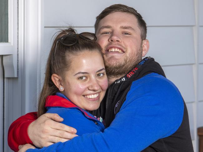 First homebuyers Baden Stewart, 21, and Claudia Towle, 21, bought a block of land in Menangle in Sydney's southwest for about $500,000 and were impressed with the value they got. They will be building their dream home. Picture: Quentin Jones