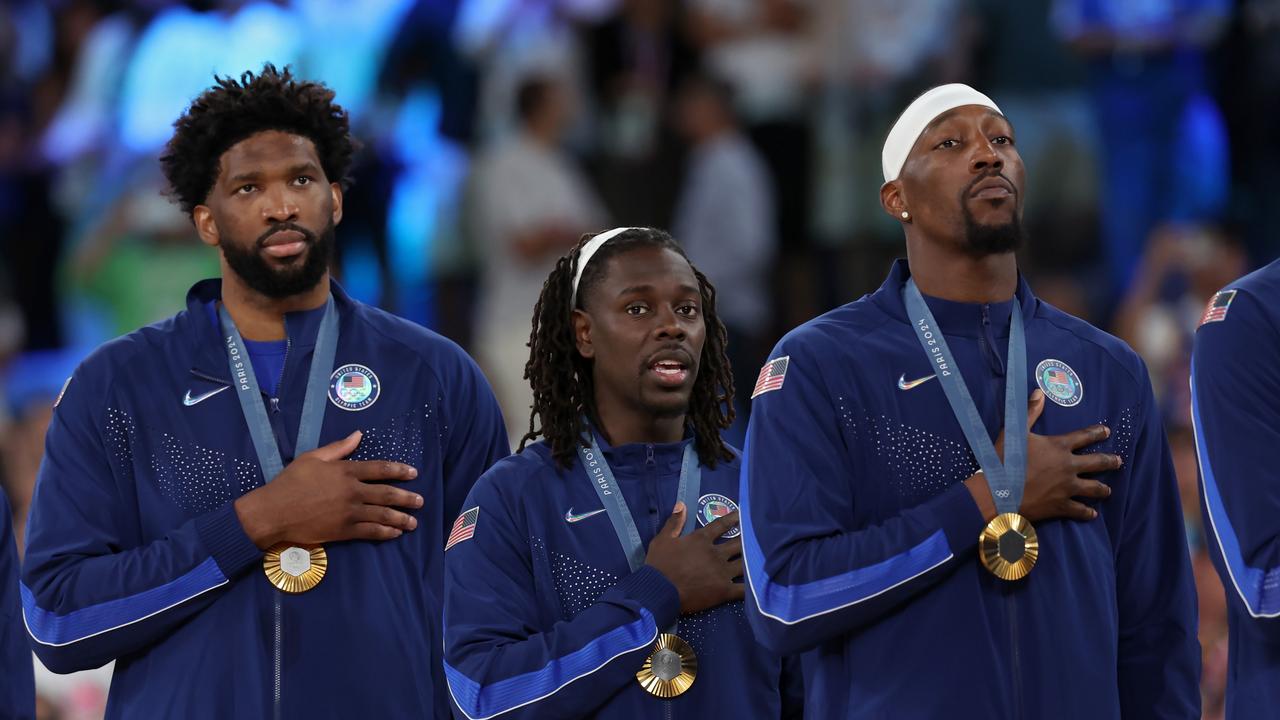 Joel Embiid was booed as he received his gold medal. (Photo by Ezra Shaw/Getty Images)