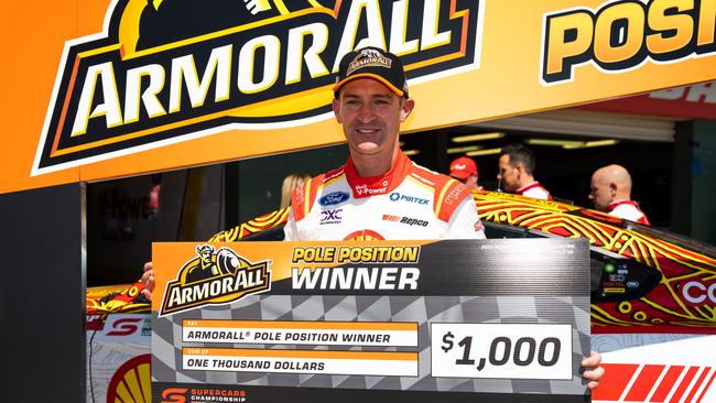 Will Davisoncelebrates after taking pole position for race 1 of the Darwin Triple Crown round at Hidden Valley Raceway. Picture: Getty Images.