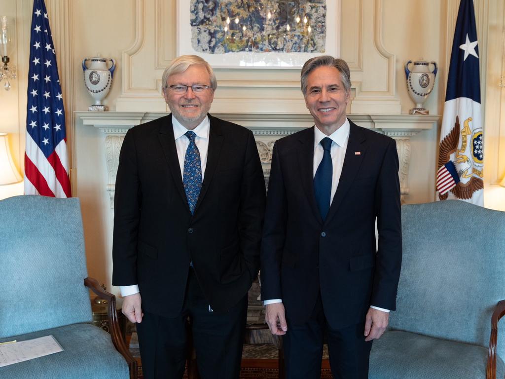 Ambassador of Australia to the United States, Hon Kevin Rudd with US Secretary of State Antony Blinken. Picture: X