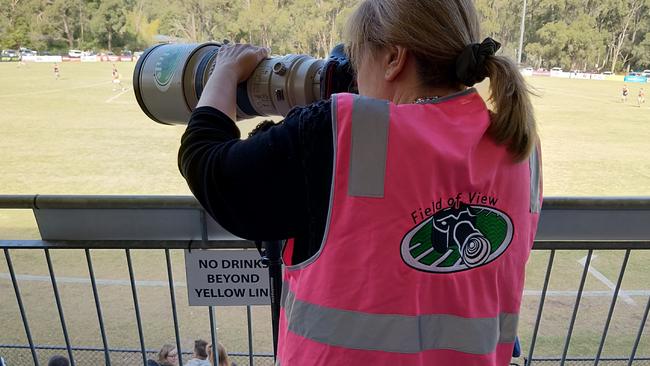 Field of View Sports Photography owner Jo Fairy snapping EFL action. Picture: Supplied.