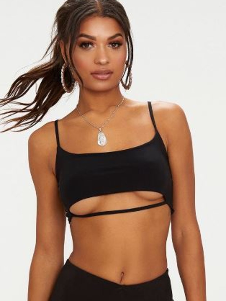 ASOS 'sunset Blvd' Jersey Beach Crop Underboob Top in White