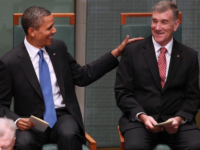 US President Barack Obama with former Australian senate president John Hogg.