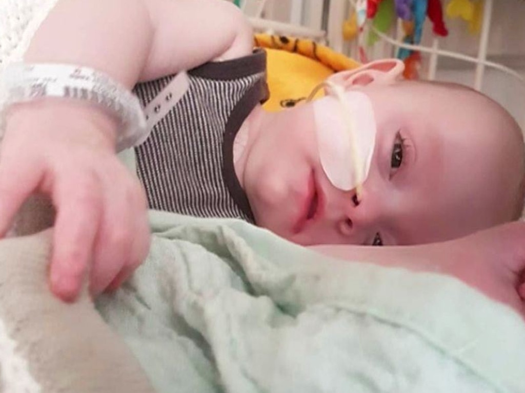 A popular teething gel put baby Zander Howe in hospital for two months. Picture: 9News