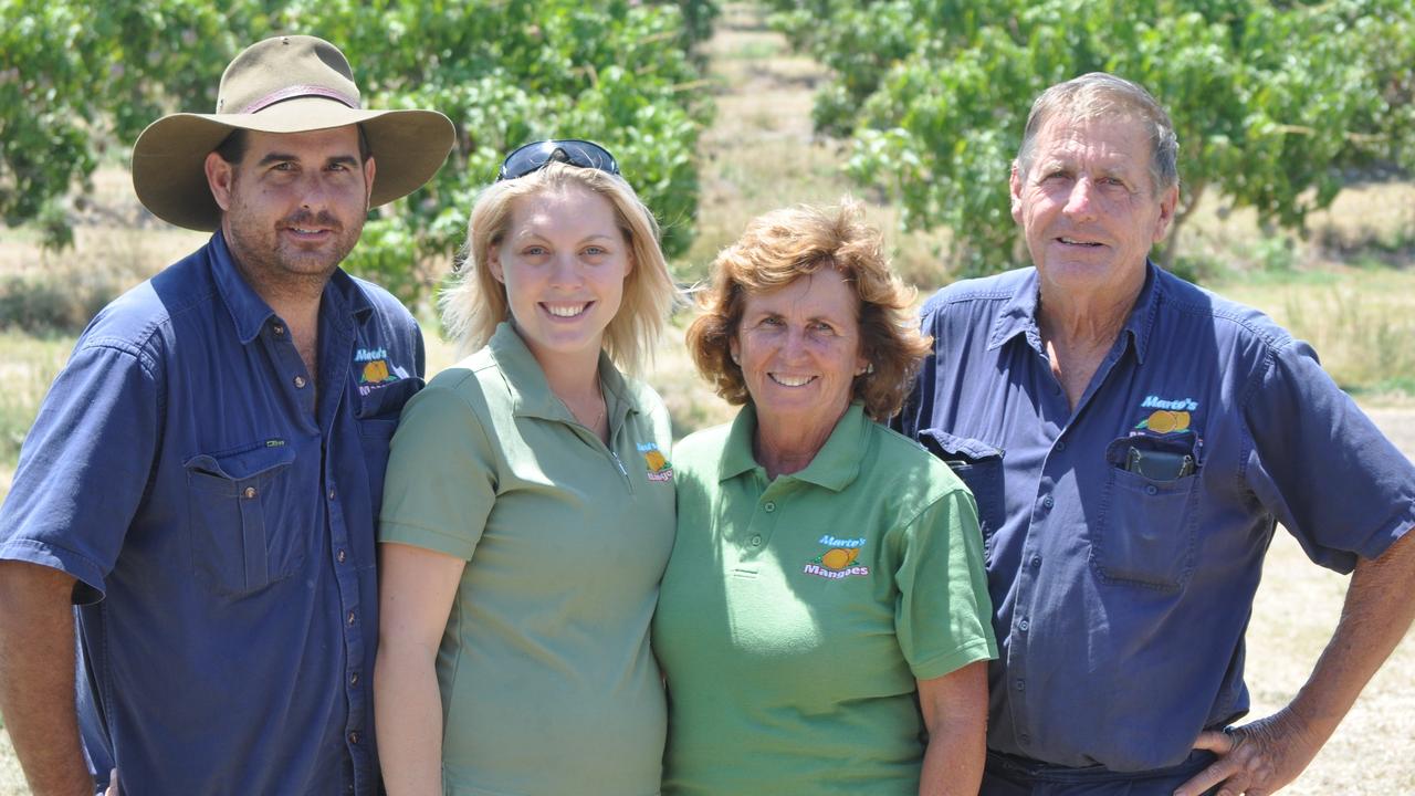 The faces behind Bowen based mango orchard Marto's Mangoes, from left: Ben Martin, Ash-lei Martin, Bernadette Martin and Gary Martin. Picture: Nadine O'Neill