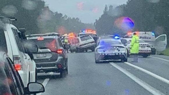 The scene of the serious crash along the Sunshine Mwy at Coolum Beach on March 28, 2021. Picture: Contributed