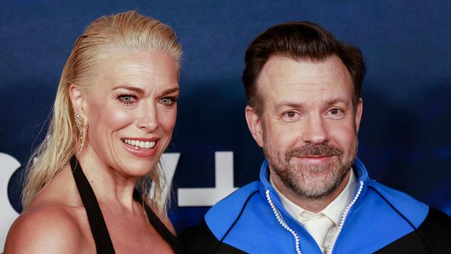 Hannah Waddingham and Jason Sudeikis at the season three premiere of Ted Lasso in Los Angeles last week. Picture: Michael Tran/AFP