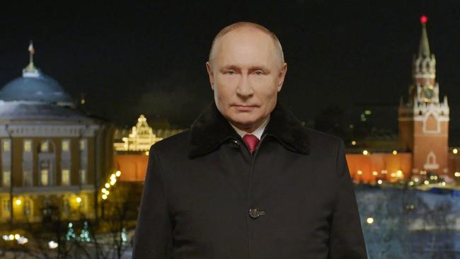 In his New Year's address Vladimir Putin said Moscow "firmly" defended its interests in 2021. Picture: AFP.