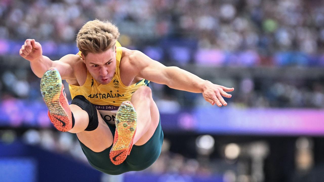 Ashley Moloney competes in the men's decathlon long jump. Photo by Kirill KUDRYAVTSEV / AFP.