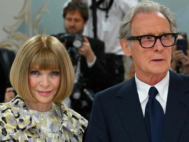 TOPSHOT - Vogue Editor-in-Chief Anna Wintour and English actor Bill Nighy arrive for the 2023 Met Gala at the Metropolitan Museum of Art on May 1, 2023, in New York. - The Gala raises money for the Metropolitan Museum of Art's Costume Institute. The Gala's 2023 theme is âKarl Lagerfeld: A Line of Beauty.â (Photo by Angela WEISS / AFP)