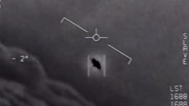 Video grab image showing part of an unclassified video taken by navy pilots that purport to be interactions with ‘unidentified aerial phenomena’. Picture: Department of Defence/AFP