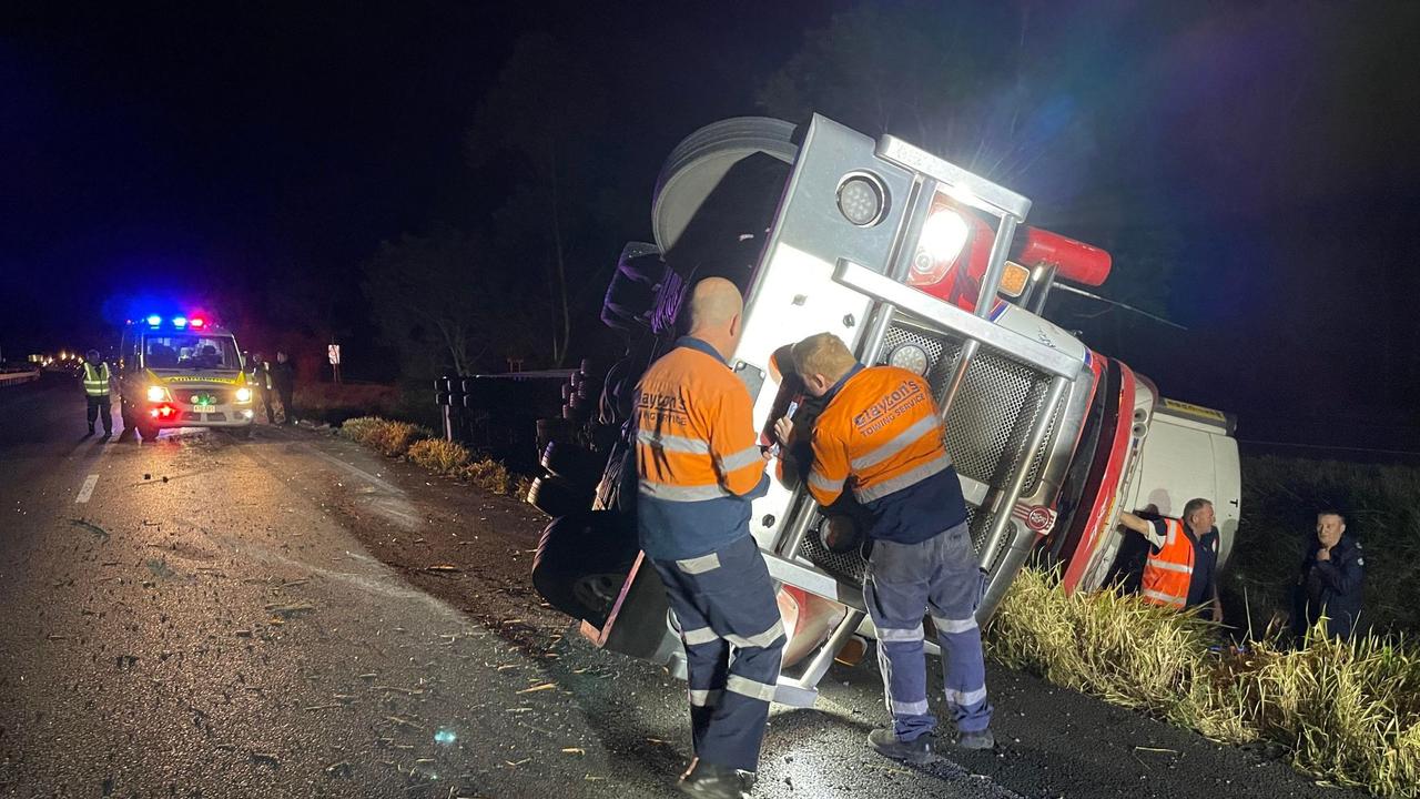 Tow trucks at the scene of a crash on the Bruce Hwy at Forest Glen. Picture: Contributed