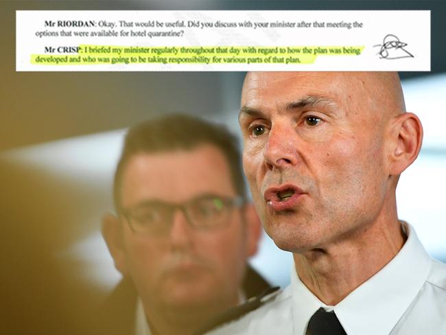 Emergency Management Victoria Commissioner Andrew Crisp has corrected evidence he gave on hotel quarantine to a parliamentary inquiry.