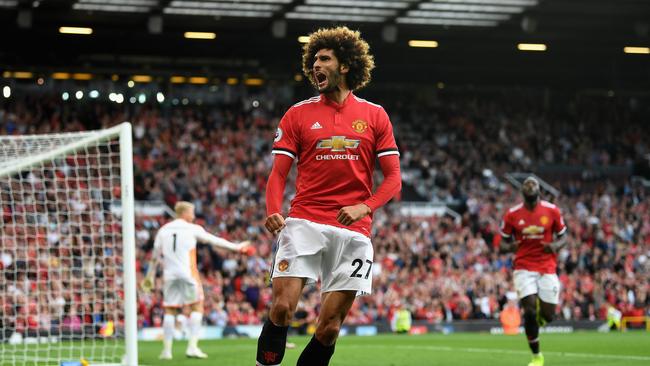 Marouane Fellaini of Manchester United celebrates.