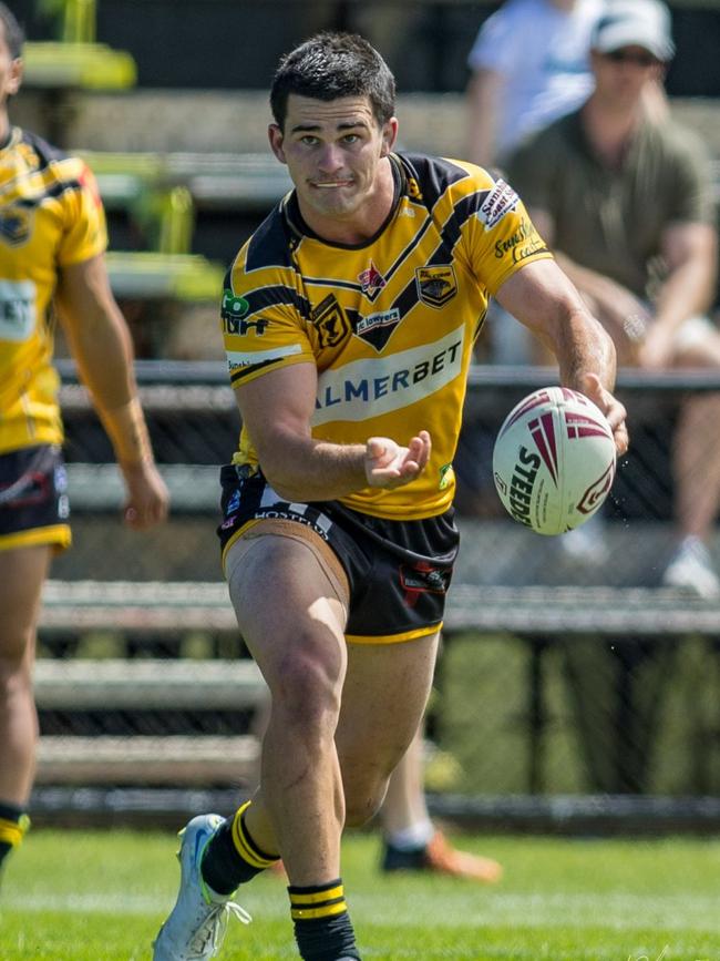 Daniel Atkinson in action for the Sunshine Coast Falcons. Picture: Phil Bradeley Sports Photography.