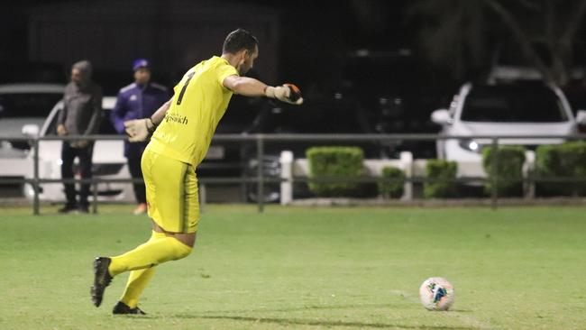 Western Pride signing Gianni Zanaboni has done a superb job filling in as goalkeeper. Picture: Kerryn Hyett